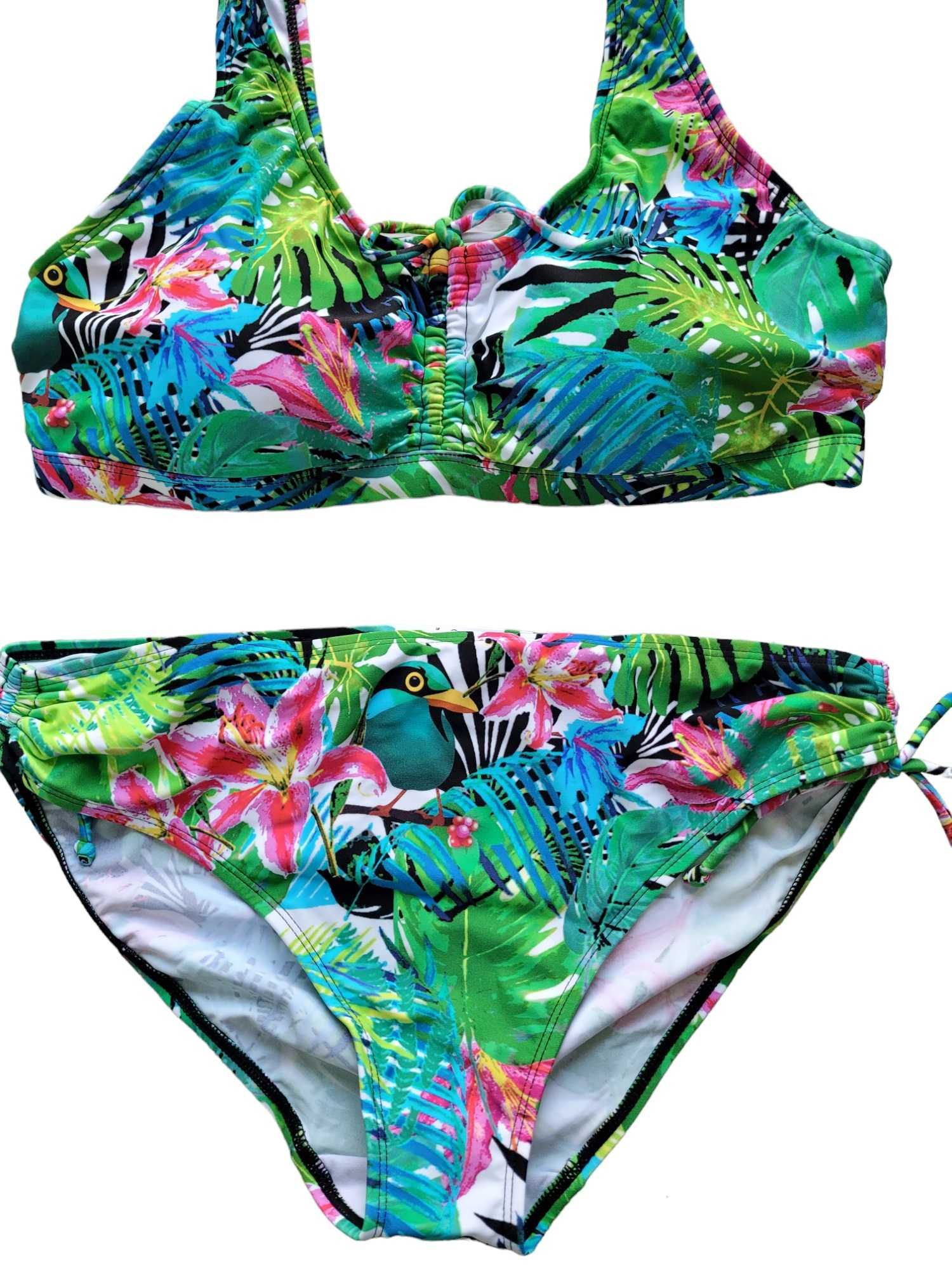 Nowy strój kostium kąpielowy 42,XL bikini liście komplet BonPrix