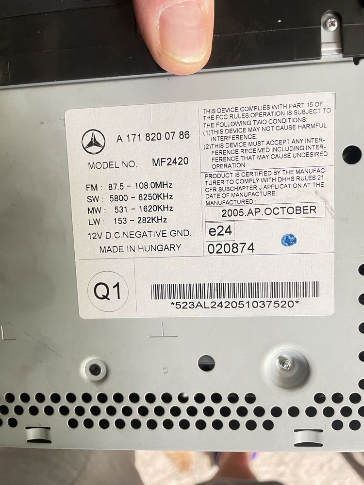 Radio mercedes R171 Slk 200