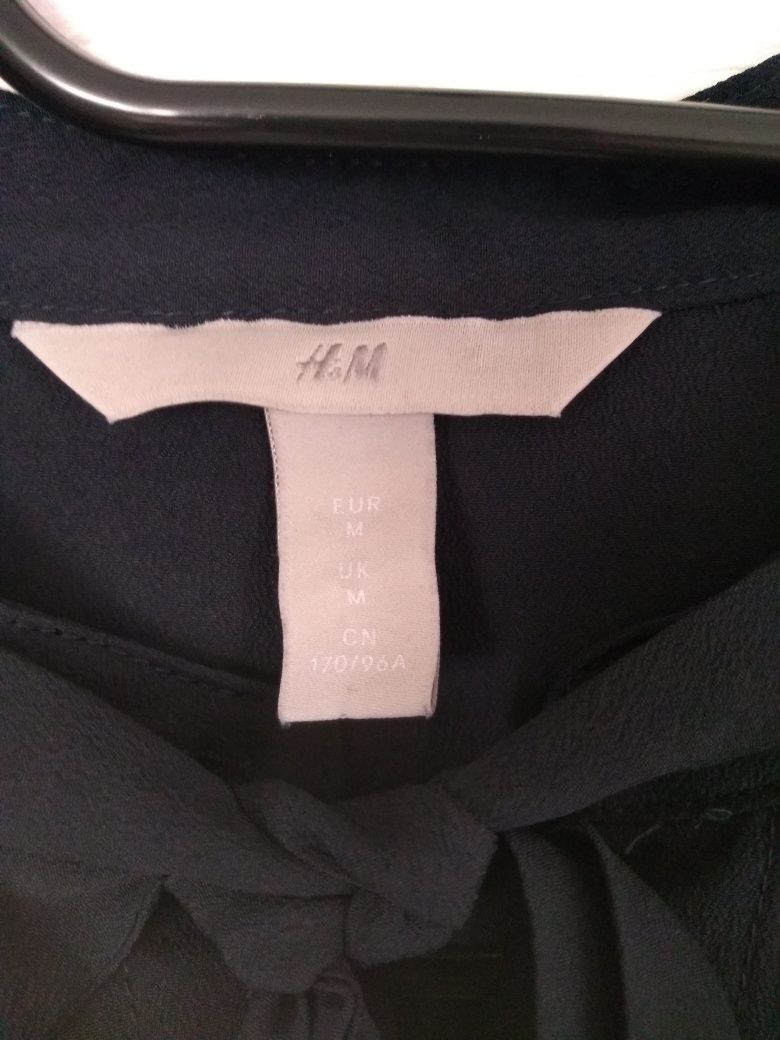 Sukienka damska granatowa koszula długa szmizjerka H&M 38
