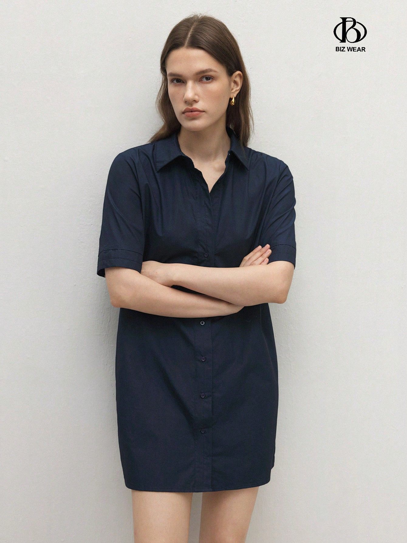 Sukienka Koszulowa Bawełniana Granatowa Mini Casual Shein M 38