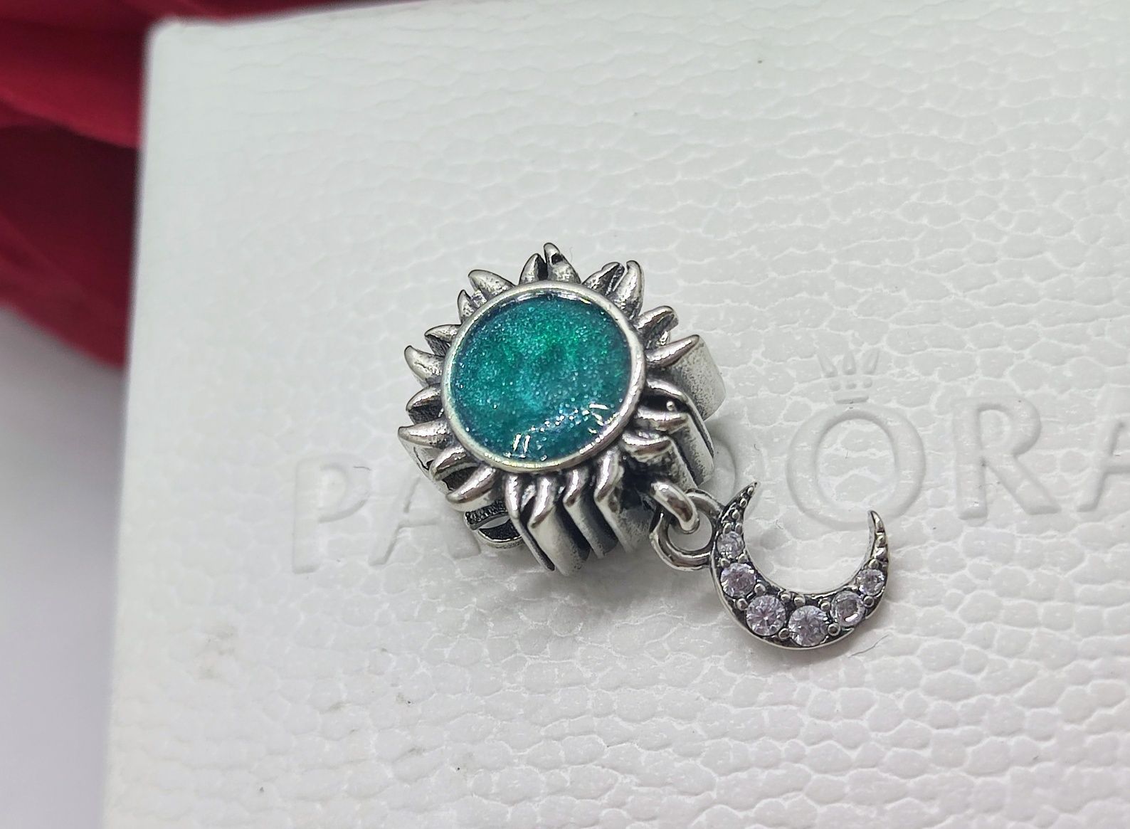 Charm's błękitne słońce księżyc cyrkonie S925