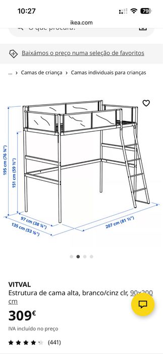 Cama alta de solteiro com colchao incluido