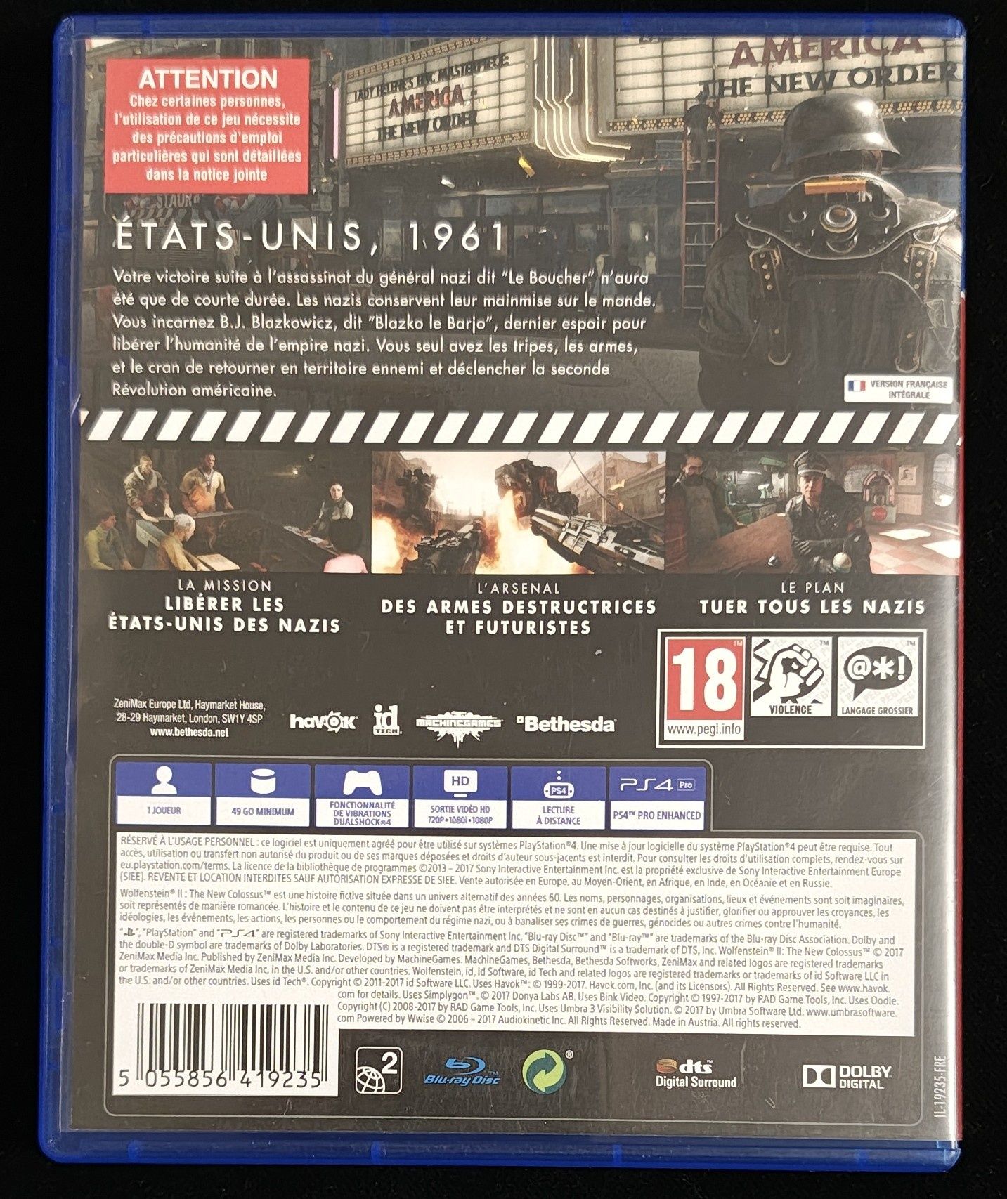 Wolfenstein II The New Colossus na PS4 i PS5 w BDB stanie