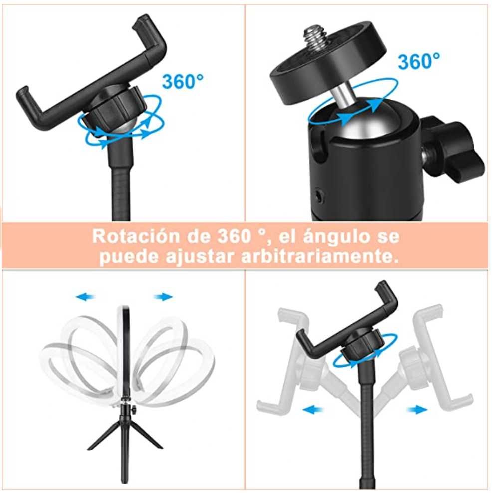 RingLight com tripod, suporte de telemóvel +comando - NOVO
