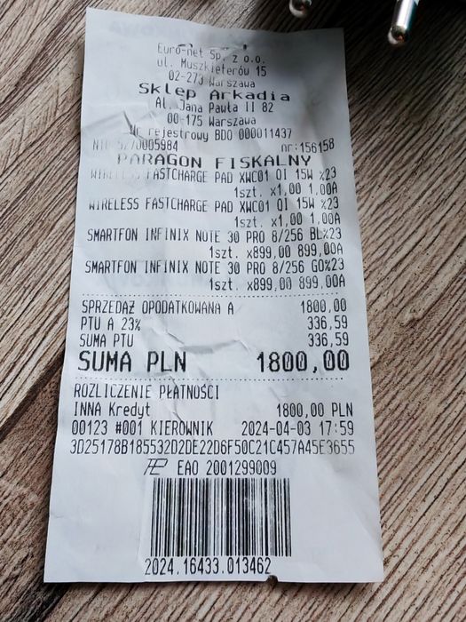 Infinix note 30 pro używany z oryginalna ładowarką i przewodem usbc