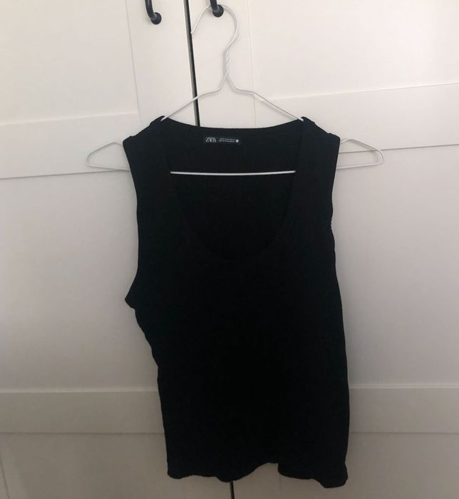 Zara czarny bawełniany top bez rękawów T-shirt koszulka bluzka r. M 38