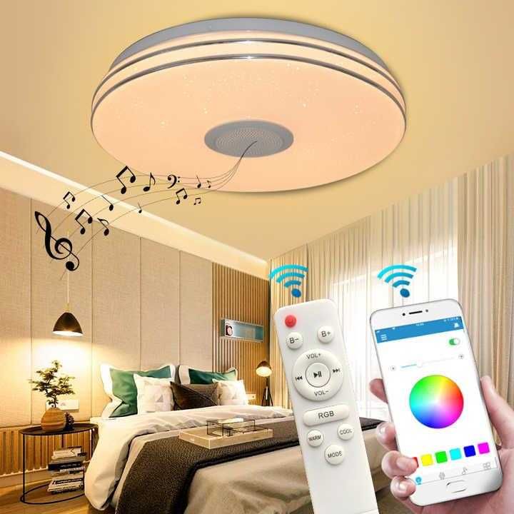 Потолочний світильник з блютуз колонкою 38см RGB Пульт + APP додаток