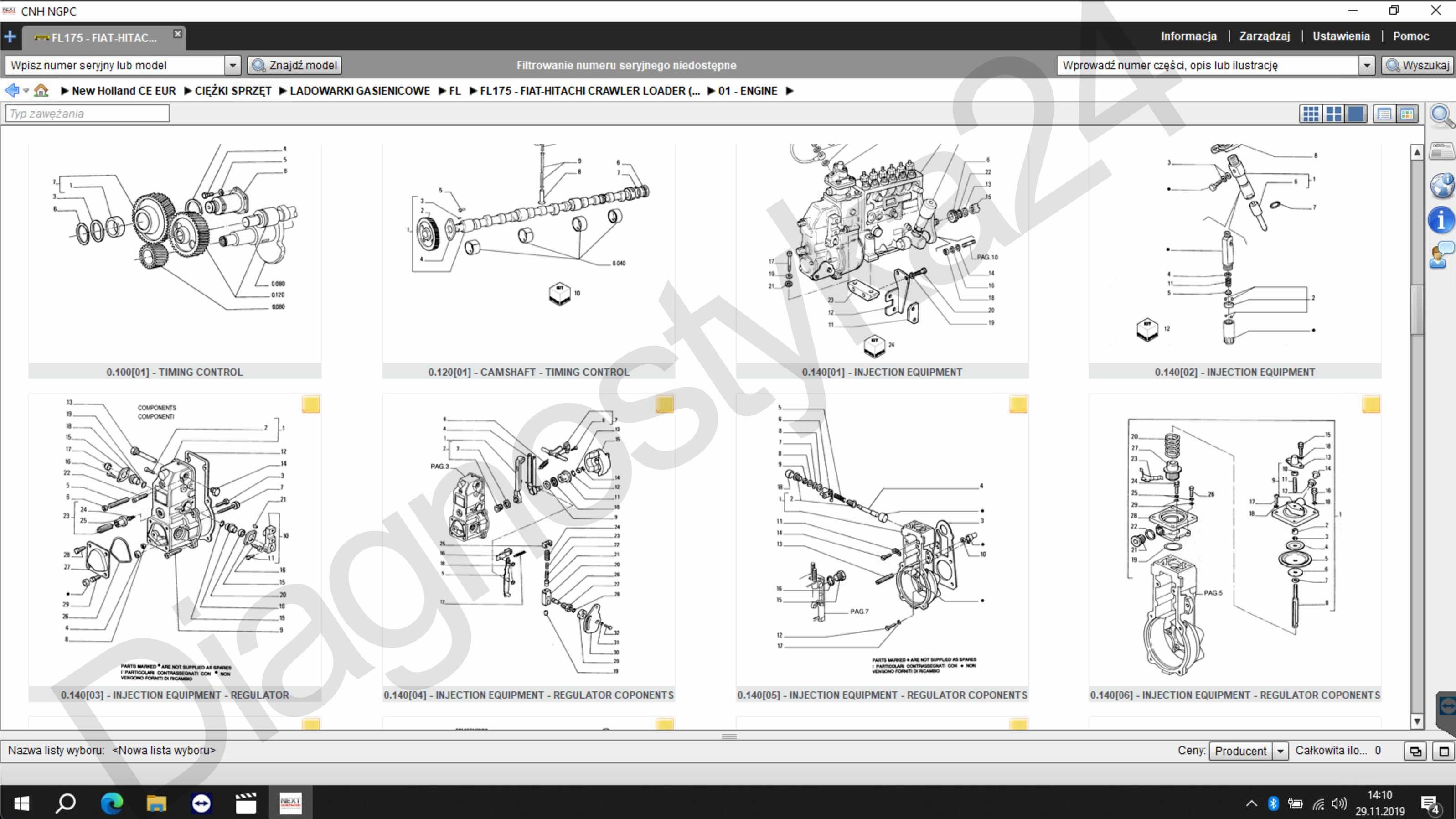 PEŁNY KATALOG CZĘŚCI New Holland Maszyny Budowlane Grupa CNH