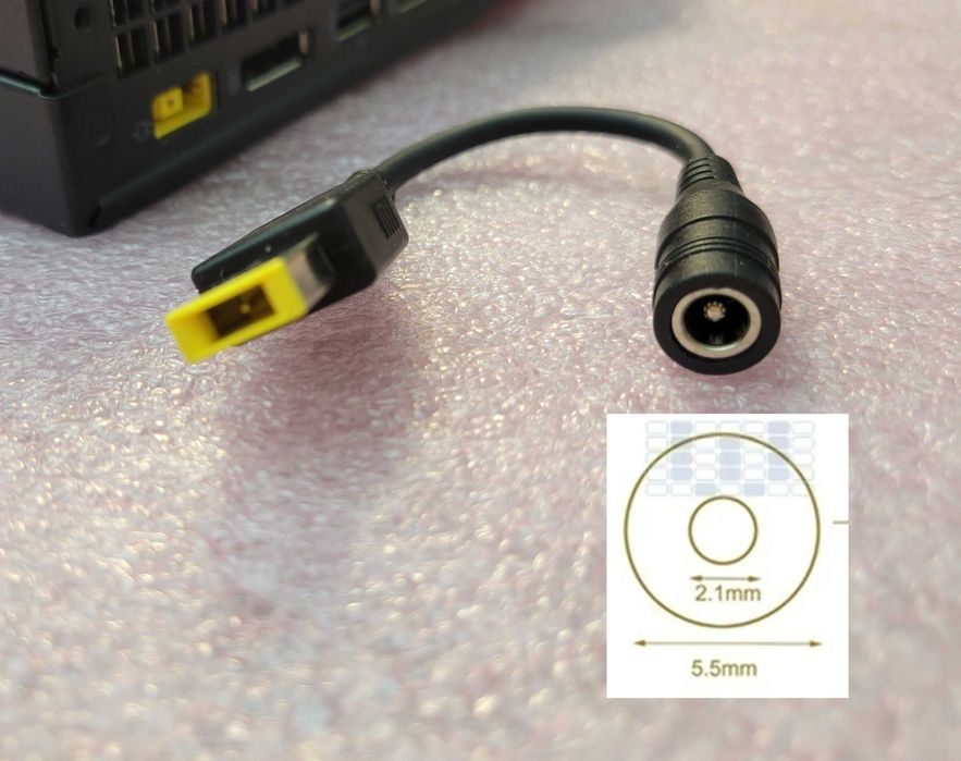 Перехідник живлення для Lenovo 5.5x2.5мм Slim Tip square USB + PIN