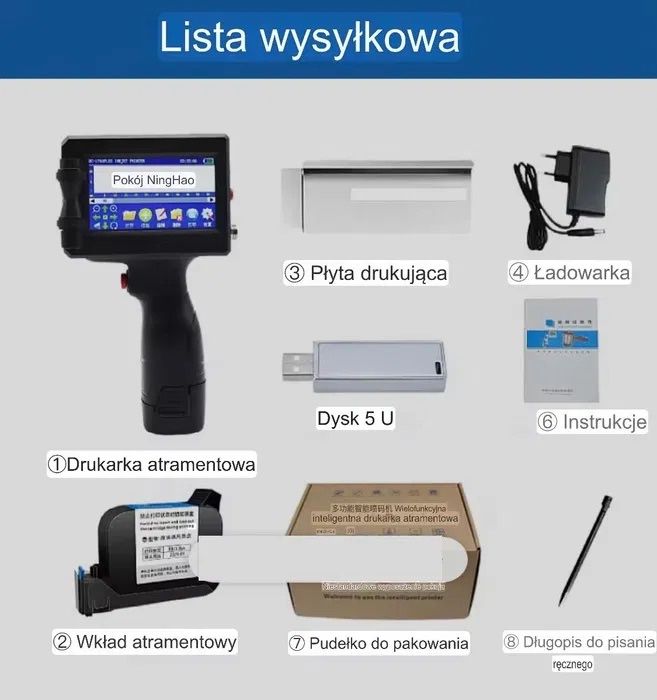 Ręczna Drukarka Atramentowa Przenośna Inteligentna 12,7 mm
