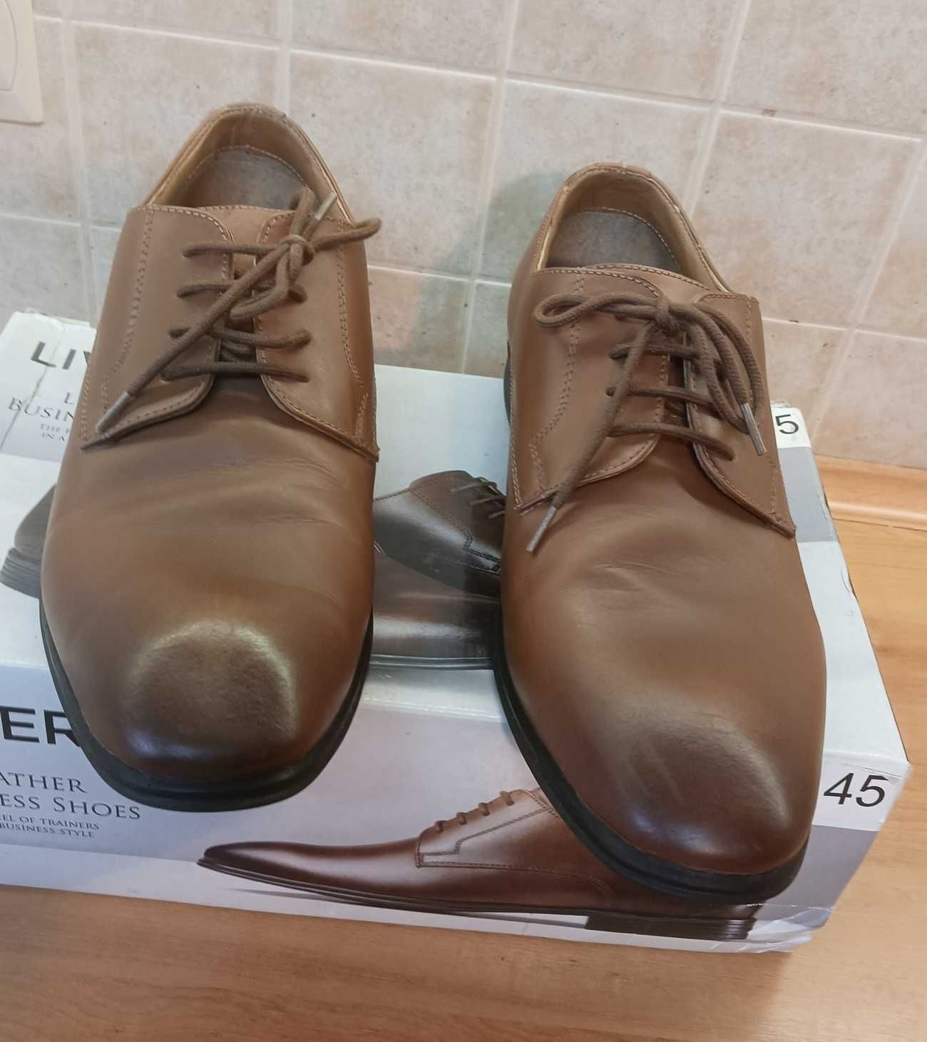 Buty skórzane brązowe Livergy rozmiar 45