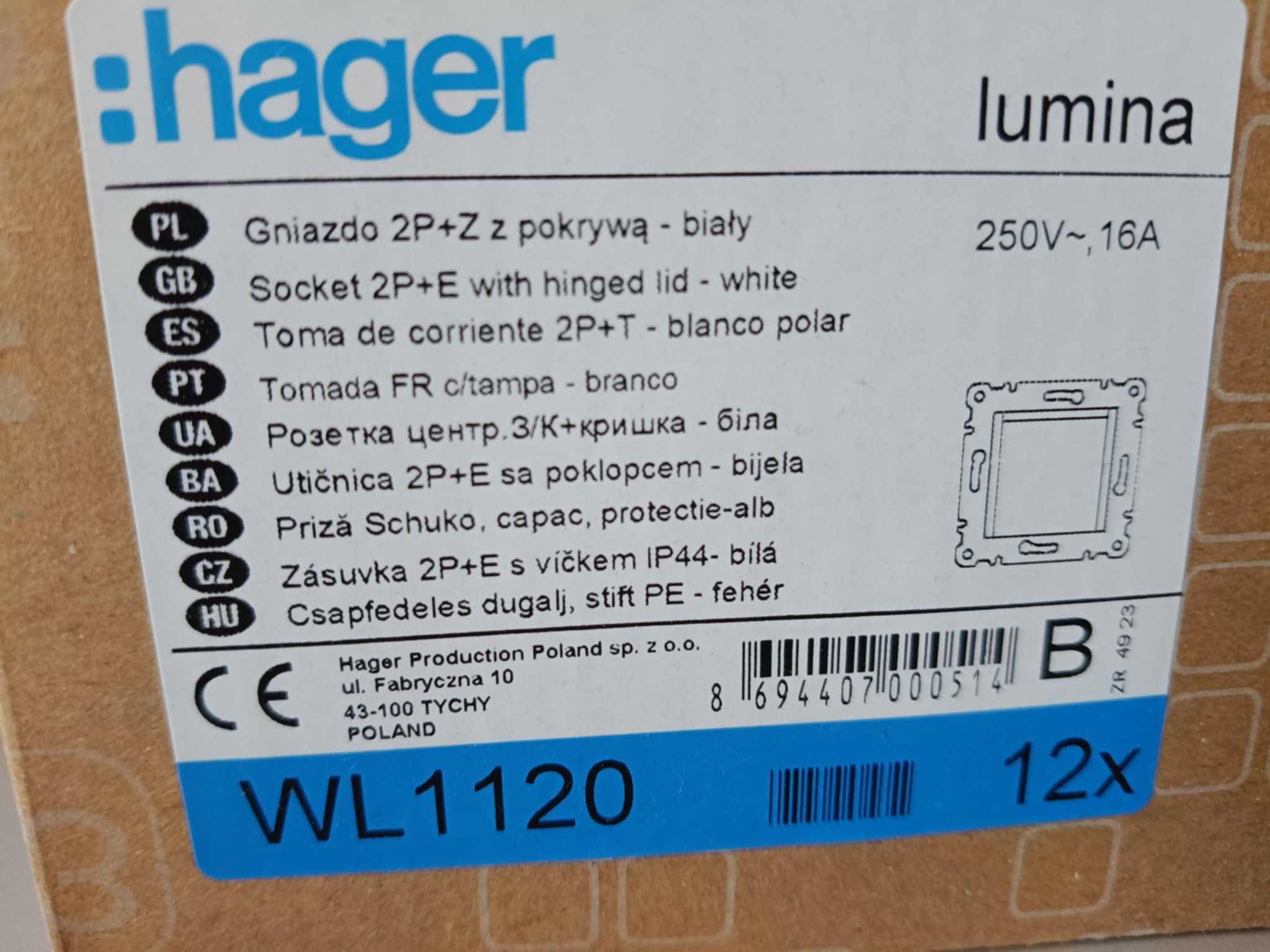 Gniazdo 2P+Z z pokrywą Lumina WL1120