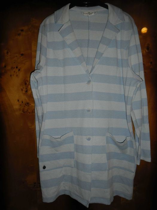 nowy żakiet bawełniany w biało-niebieskie pasy roz.48