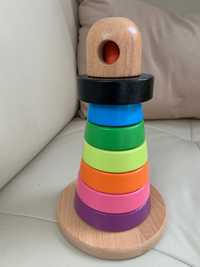 Ikea zabawki dla niemowląt ukladanka wieża z krążków drewniany sorter