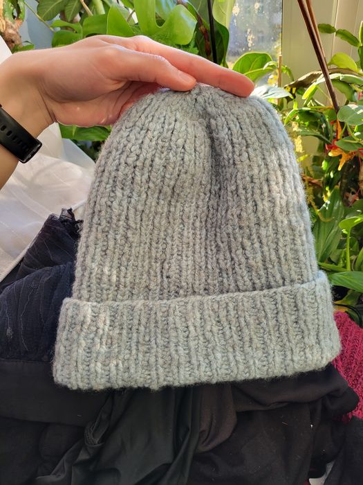 Czapka damska zimowa 100% wełna merino błękitna szara jasna