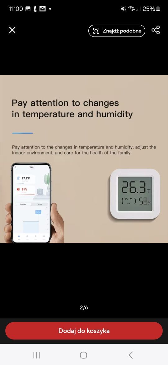 Czujnik temperatury i wilgotności Tuya bluetooth