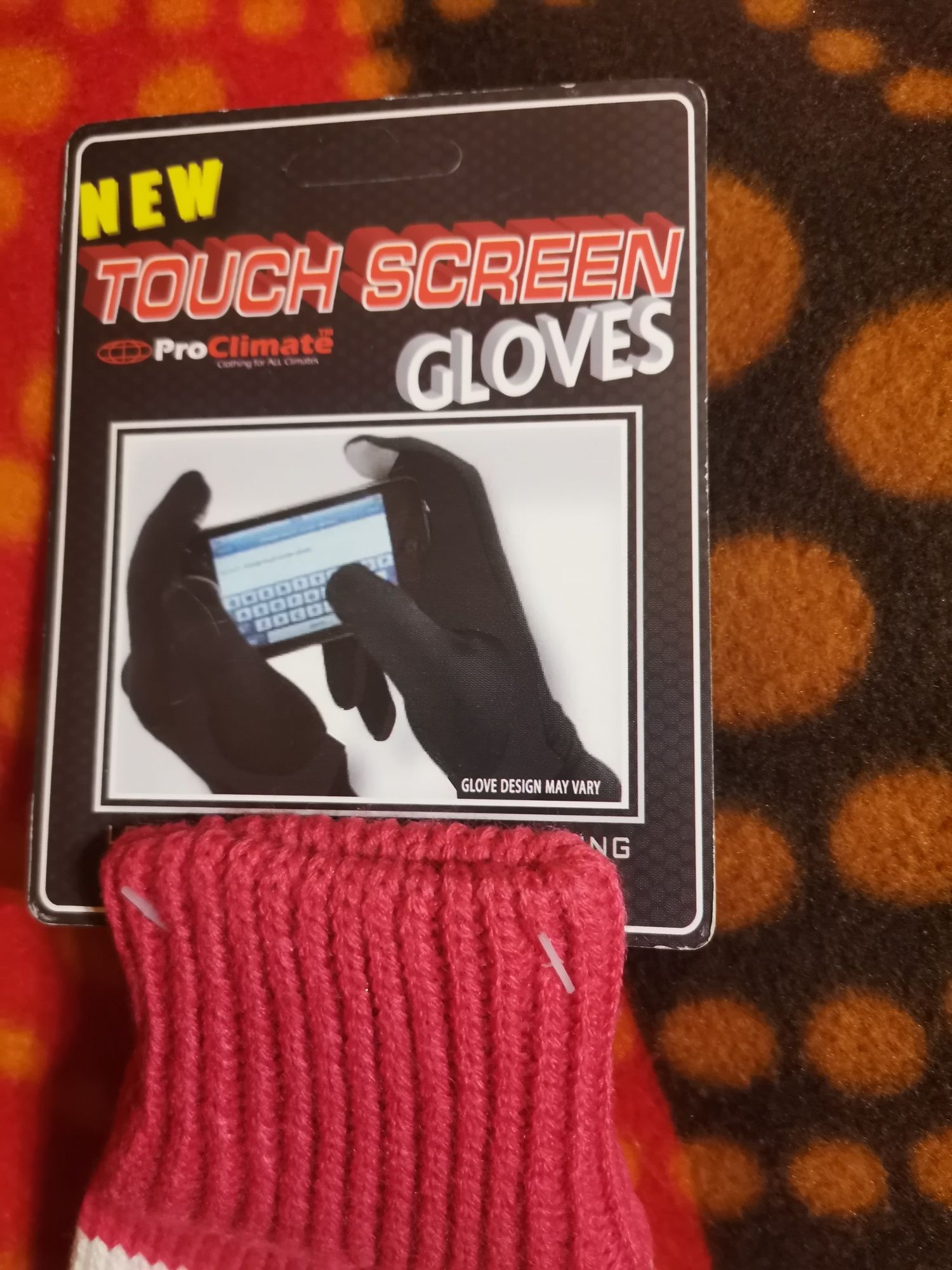 Rękawiczki damskie Touch Screen Gloves różowo - białe, nowe