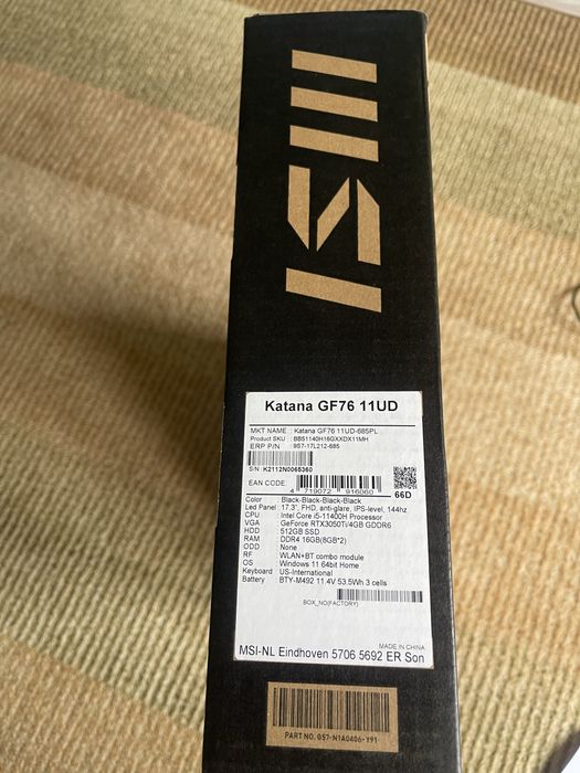 Laptop MSI Katana GF76 11UD-686PL 17,3 Stan Jak Nowy