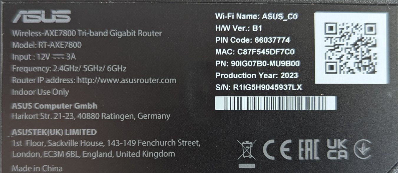 Router ASUS RT-AXE7800 | WiFi 6E | AXE7800 | 6 GHz | Stan bdb