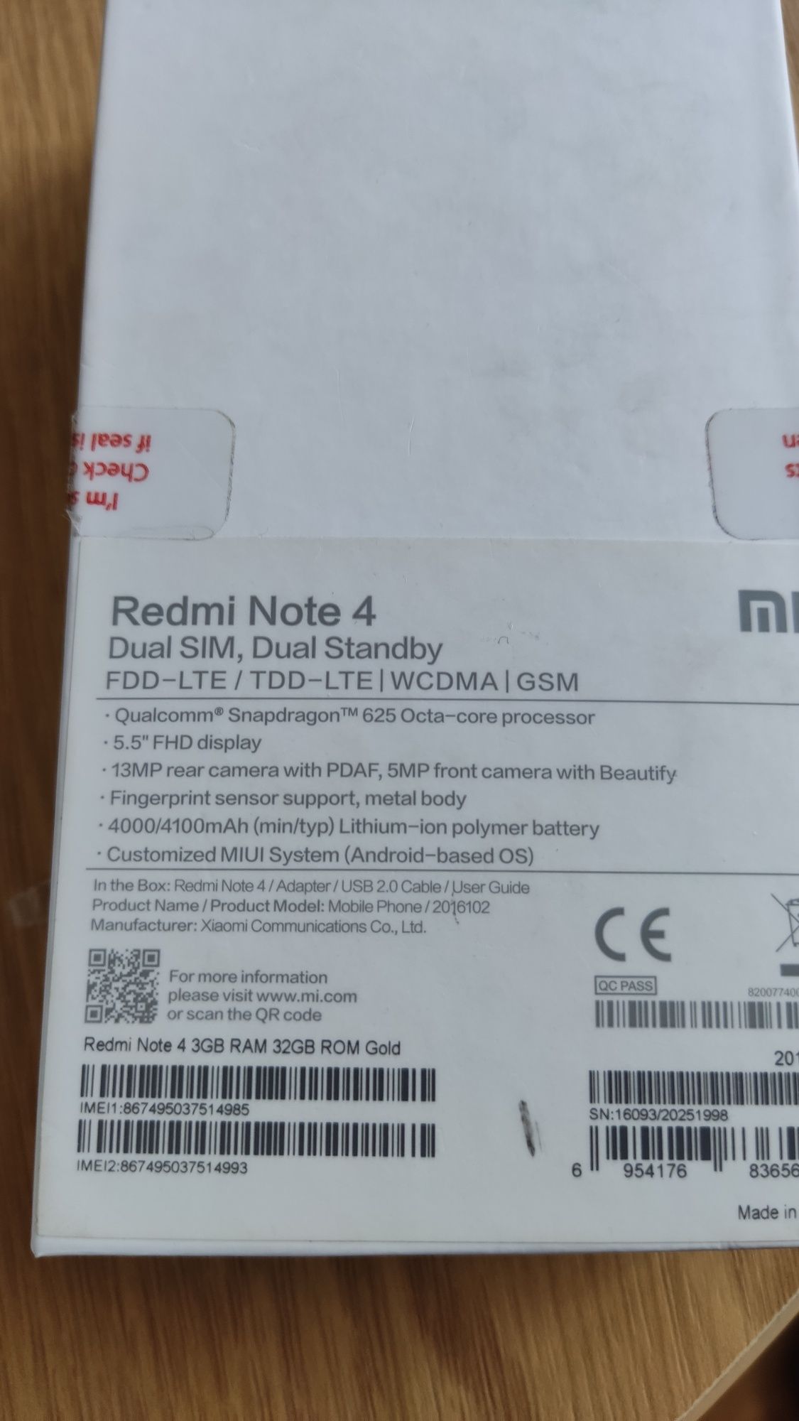 Biało-złoty telefon Redmi Note 4 3/32GB