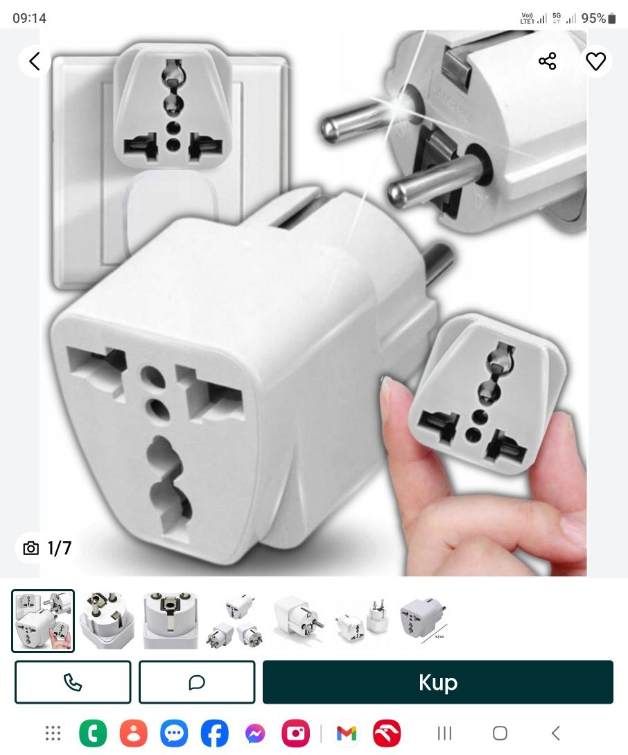 Przejściówka adapter UK/PL  20szt.