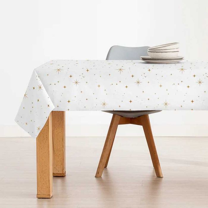 Obrus plamoodporny biały gwiazdki zima święta 100 x 140 cm bawełna