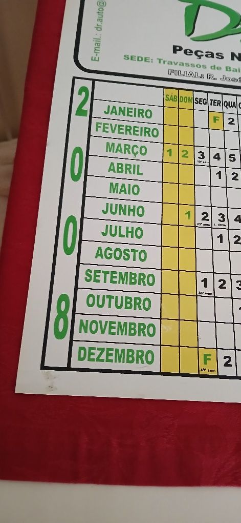Calendário de secretária de 2008