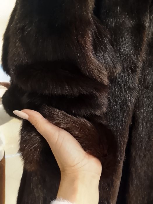 Futro z norek naturalne czekoladowe