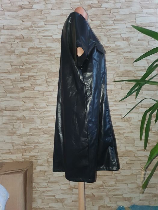 Nowa długa czarna sukienka oversize skórzana zapinana guziki Bik Bok L