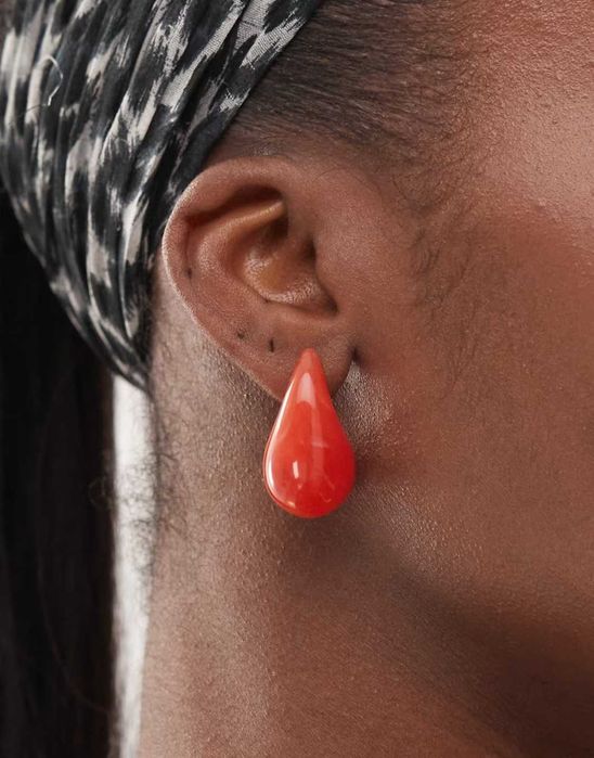 Сережки Reclaimed Vintage | Chubby Hoop Earrings in Red