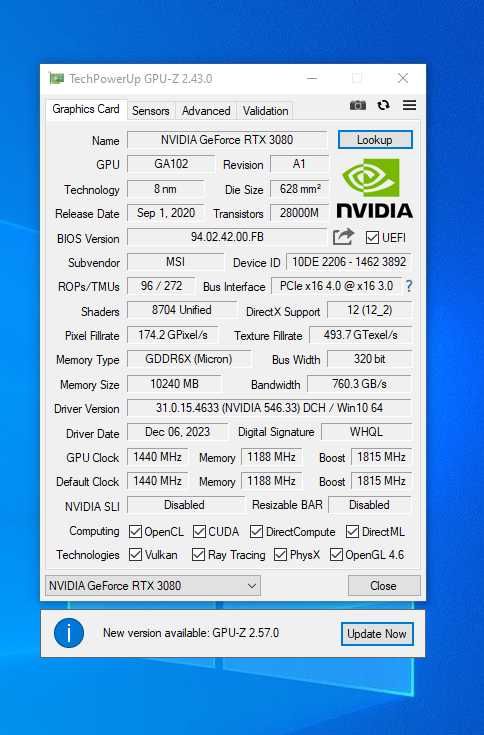 Відеокарта Nvidia MSI Gaming-X GeForce RTX 3080 10Gb