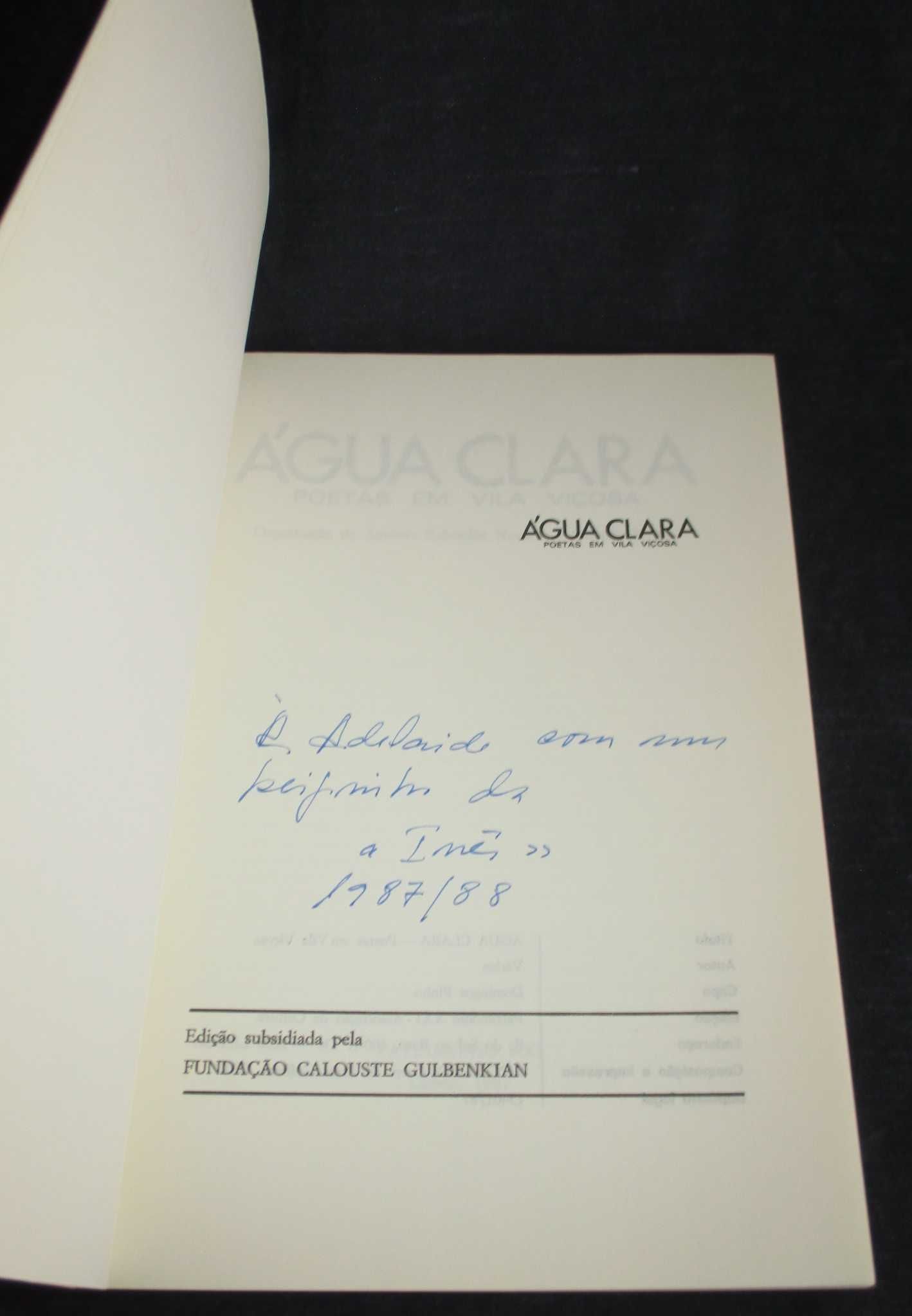 Livro Água Clara Poetas em Vila Viçosa