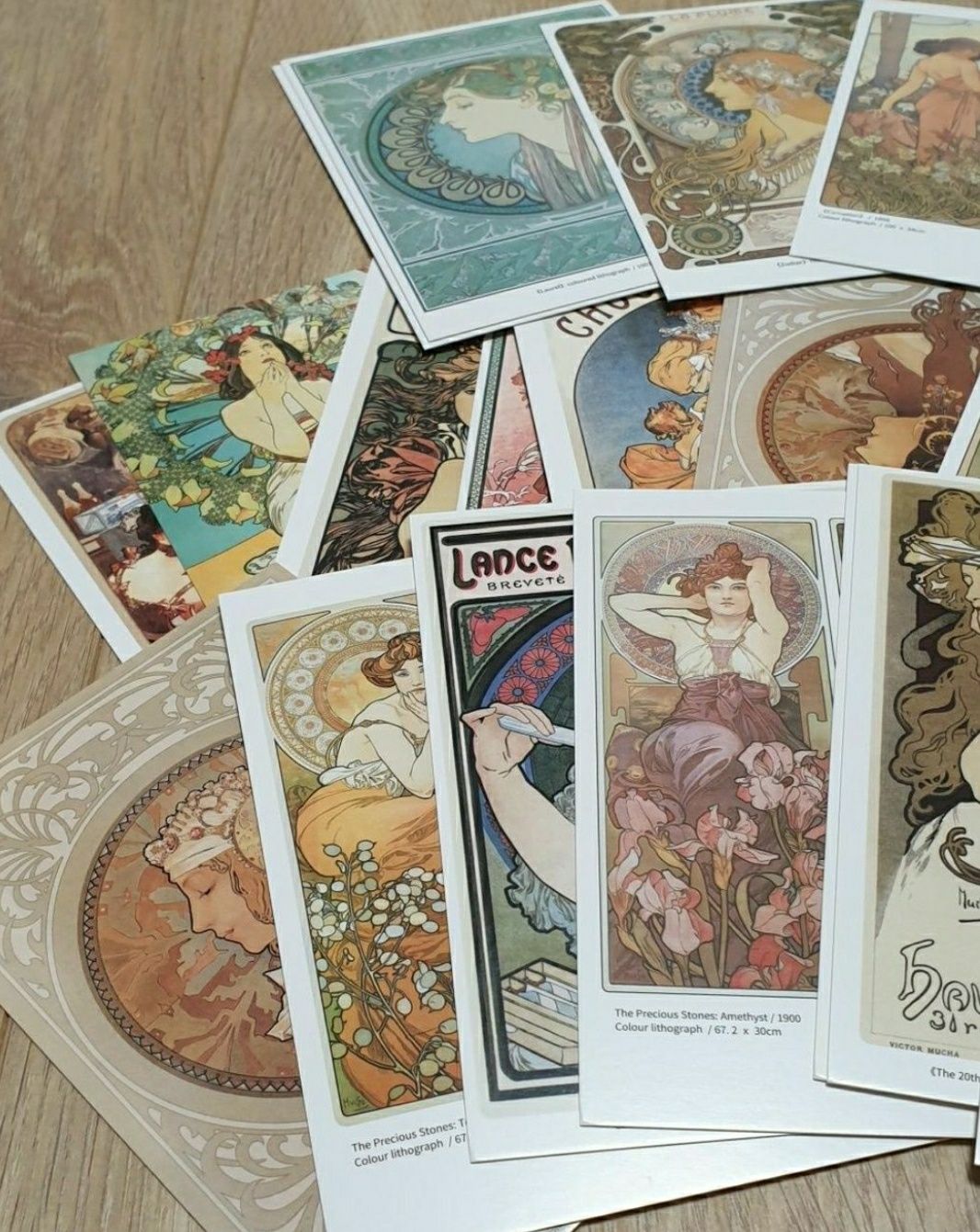 Kolekcja retro pocztówek Alphonse Mucha, Vintage, Secesja