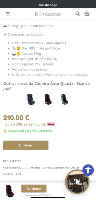 Cadeira Auto Jané Quartz i-Size – Nomads NOVA a estrear