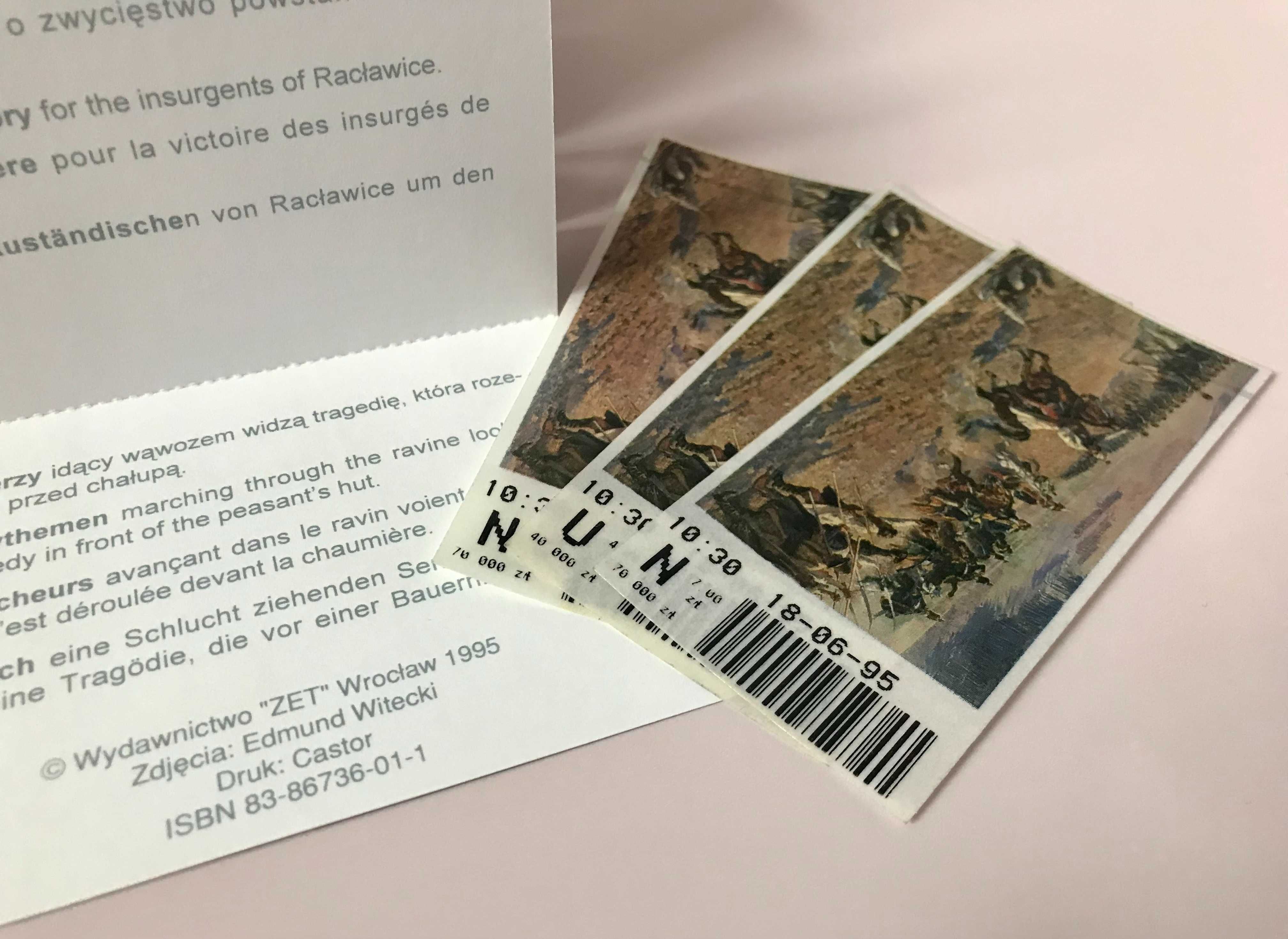 Bilety Panorama Racławicka, Muzeum Narodowe Wrocław 1995 rok. Stan!