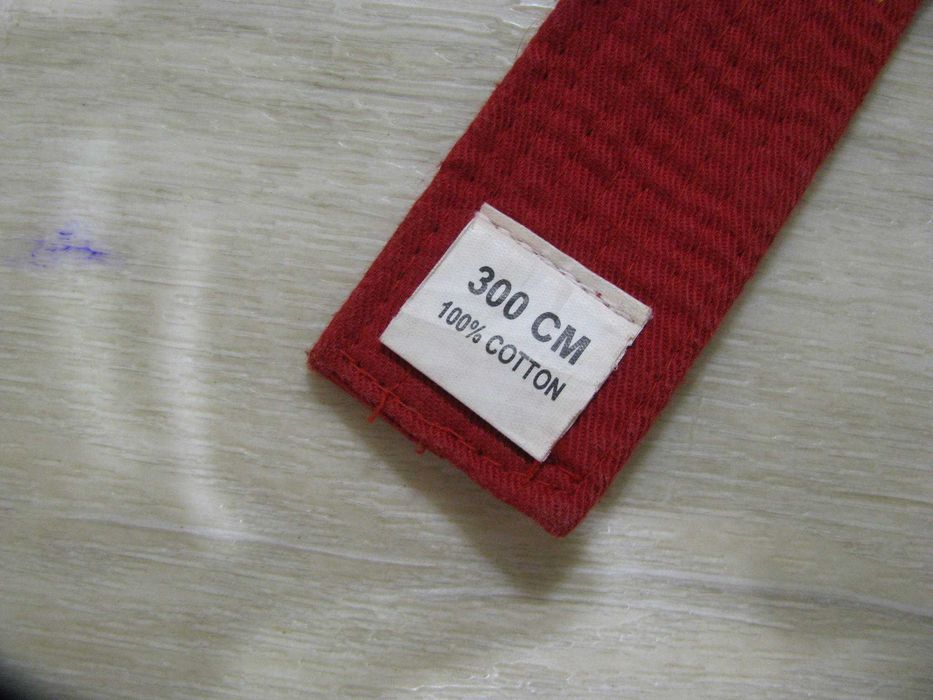 Пояс для кимоно Красный с двумя жёлтыми полосами 290 см