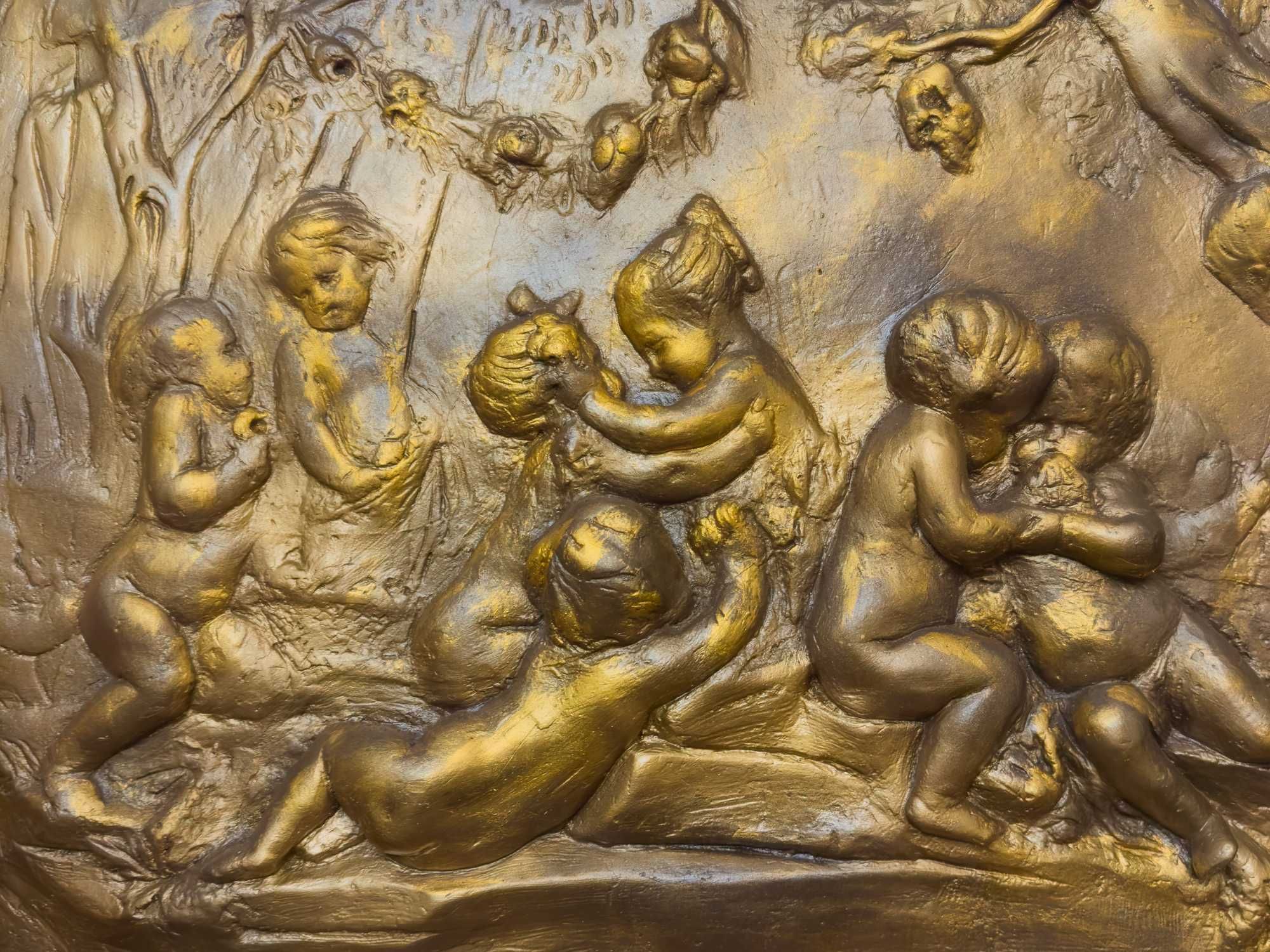 Quadro terracota jardim Paraíso anjos | século XIX