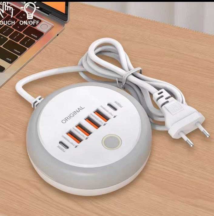 Зарядное устройство на 6 USB с сетевым шнуром