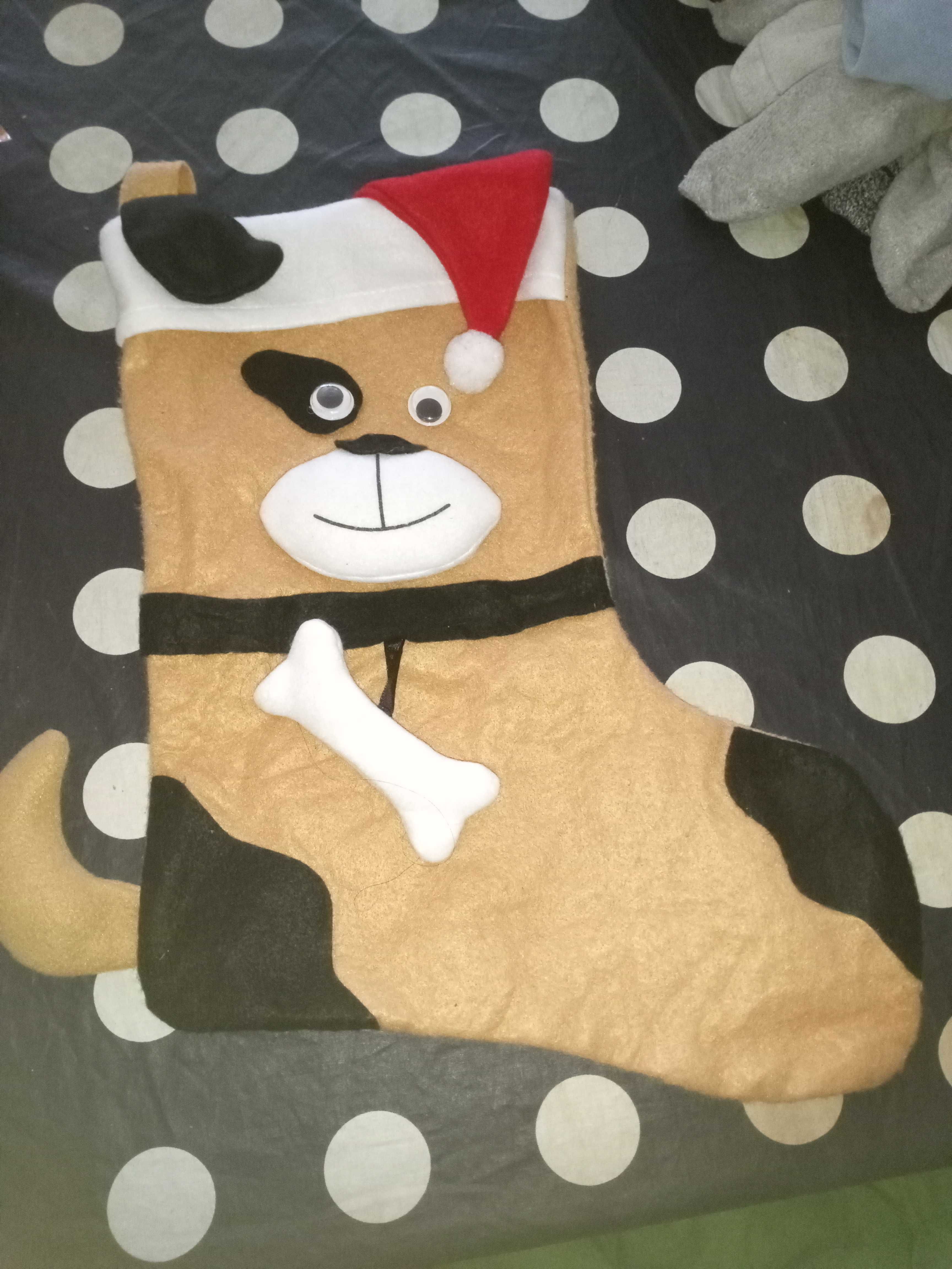 Sacos de Natal em tecido cão forma bota novos