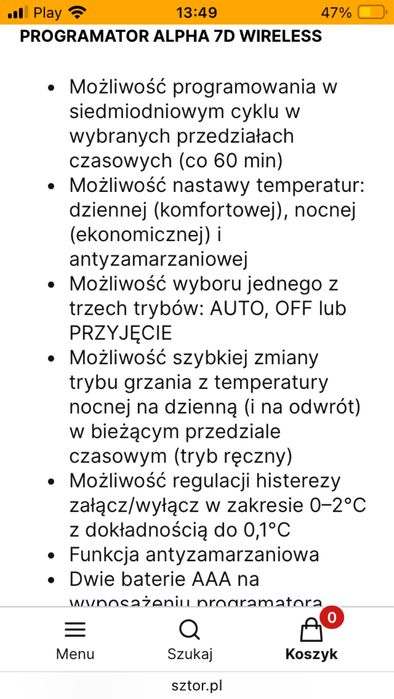 Sterownik-programator do pieca ALPHA 7D WIRED