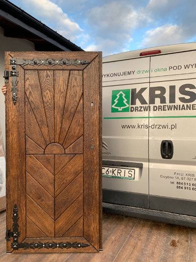 Drzwi wejściowe drewniane lite dębowe szczotkowane DOSTAWA CAŁY KRAJ
