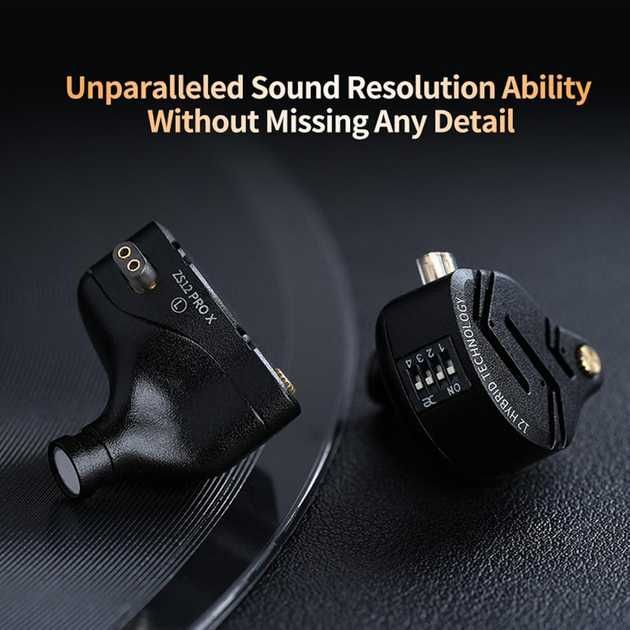 Гібридні навушники KZ ZS12, No Tuning Version, шість драйверів 1DD+5BA