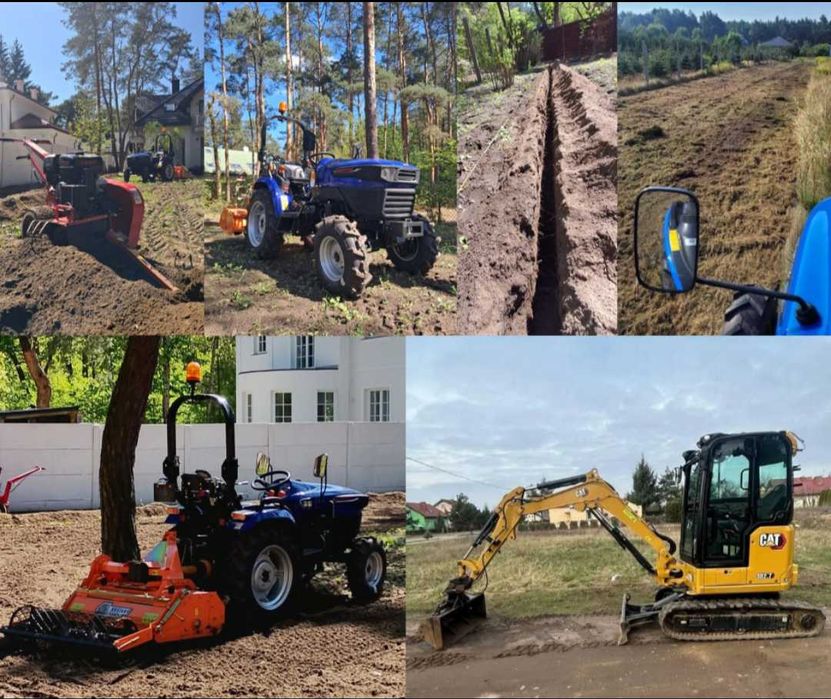 Usługi minikoparką, glebogryzarką separacyjną, kosiarką bijakową,