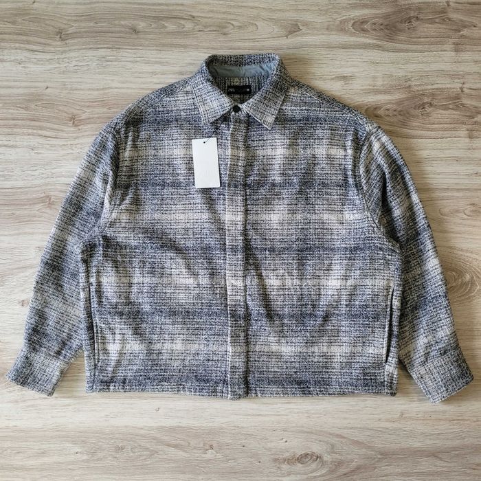 ZARA розмір L чоловіча Relaxed fit куртка сорочка біла сіра оверсайз