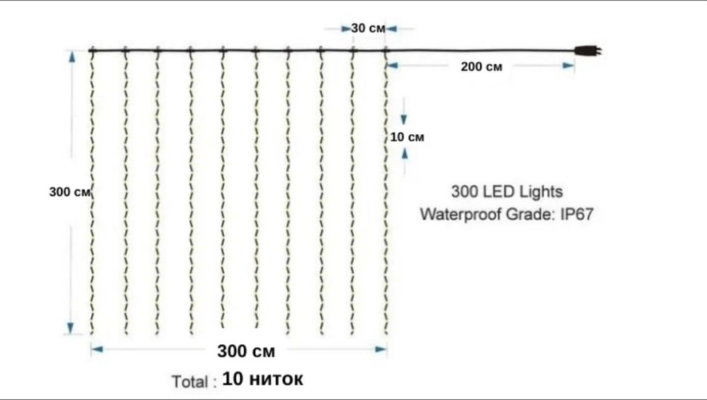 Опт! Дроп! Гірлянда штора від USB