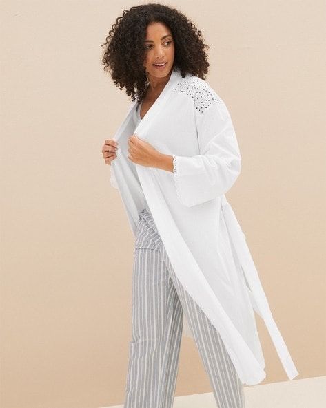 Ніжний халат з жіночною вишивкою з бавовни marks & spencer