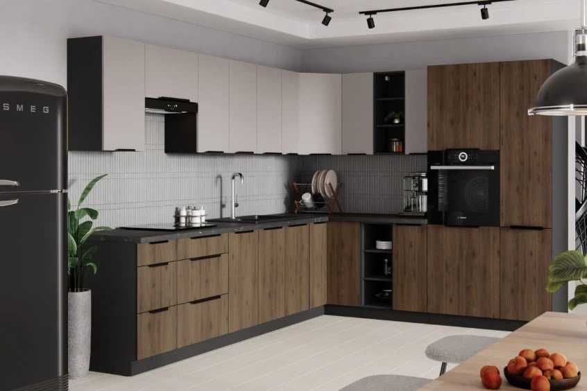 Meble kuchenne zestaw 310x250cm szafki kuchenne , Projekt Gratis