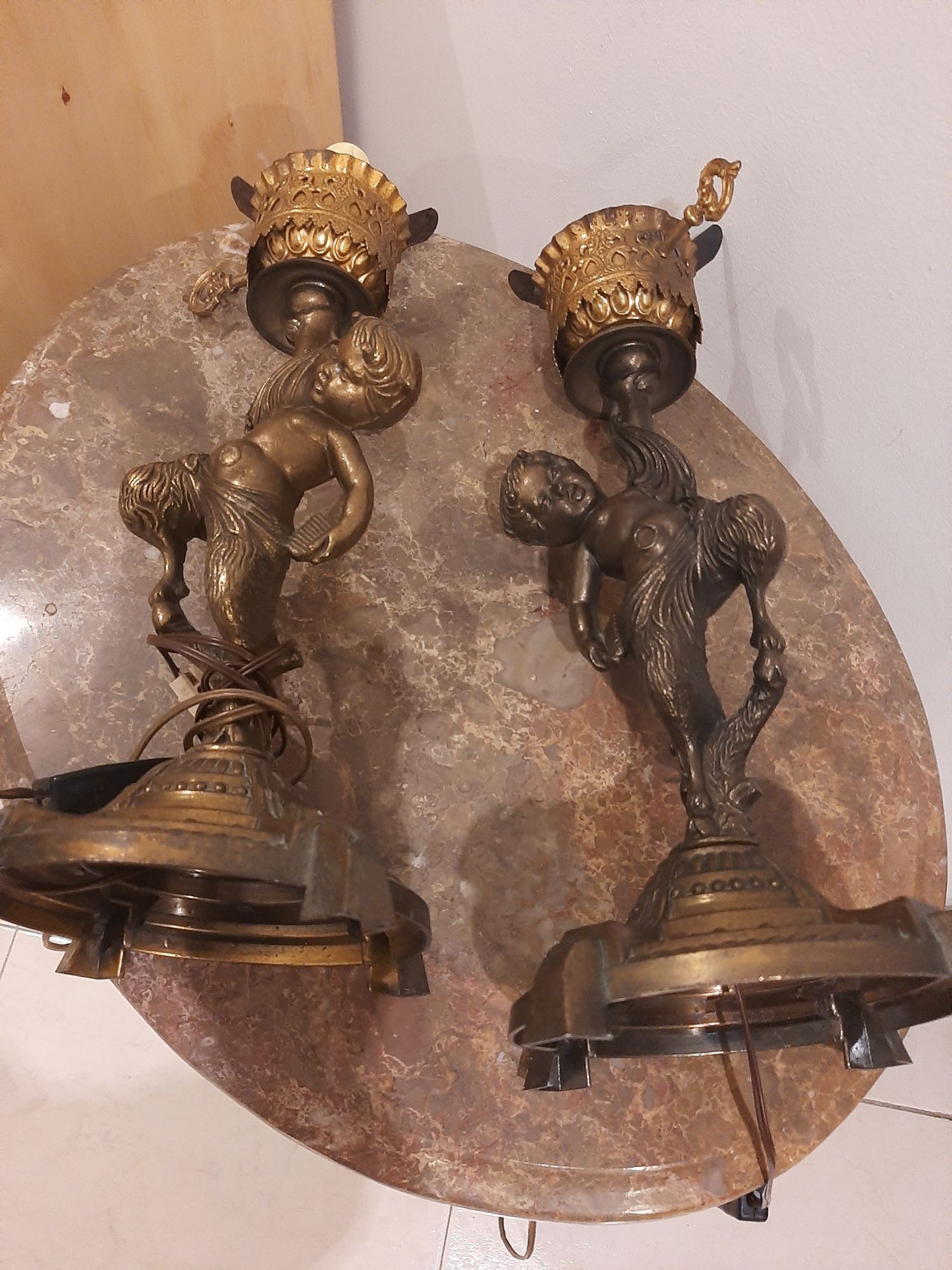 candieiros de mesa bronze antigos globo vidro