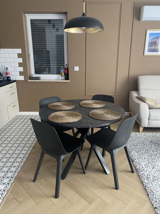 Piękny stół imitacja marmuru czarny Ikea Mariedamm 105cm