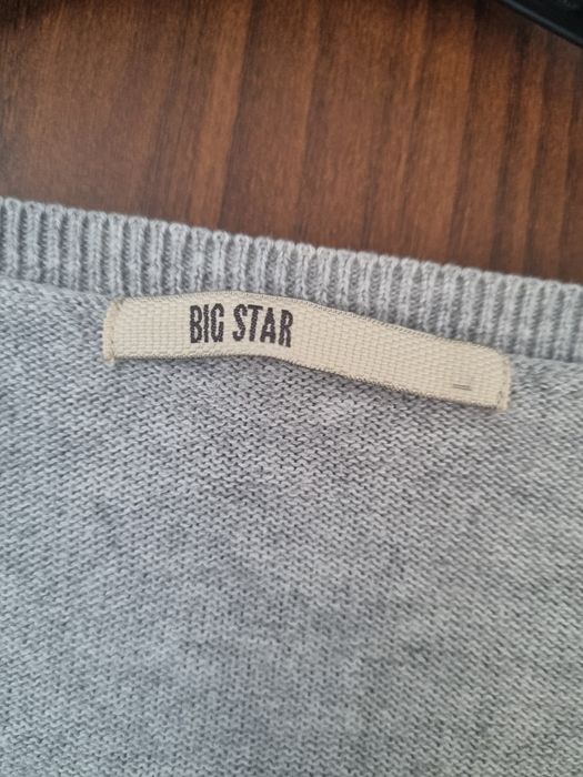 Szary sweter dekolt w serek rozmiar L Big Star